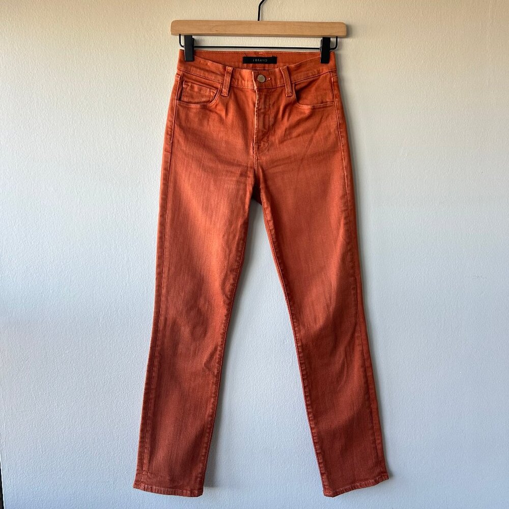 J Brand Adele Straight Leg Jeans Size 25 Women’s High Rise Lazlo Burnt Orange - Picture 2 of 10
